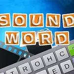 영화 필름과 키보드 이미지 위에 1 SOUND 1 WORD라는 글자가 배치된 디자인