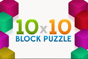 흰 배경에 알록달록한 3D 블록과 ‘10 x 10 BLOCK PUZZLE’ 글자가 배치된 그래픽