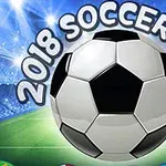 대형 축구공이 경기장 중앙에 있고, 2018 SOCCER CUP이라는 글자가 축구공 위에 쓰여 있습니다