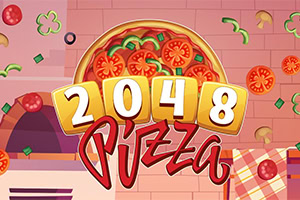 토마토와 채소 토핑이 올려진 피자 위에 ‘2048 Pizza’ 글자가 크게 배치된 일러스트