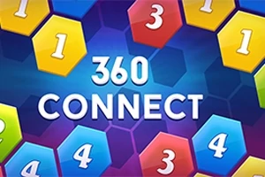 다양한 숫자가 적힌 육각형 블록들이 배치되고 360 CONNECT라는 글자가 중앙에 있는 이미지
