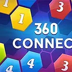 다양한 숫자가 적힌 육각형 블록들이 배치되고 360 CONNECT라는 글자가 중앙에 있는 이미지