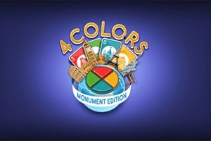 4 Colors Monument Edition라는 텍스트와 여러 개의 건축물 아이콘들이 중앙의 원형 디자인 주위에 배치된 이미지