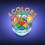 4 Colors Monument Edition라는 텍스트와 여러 개의 건축물 아이콘들이 중앙의 원형 디자인 주위에 배치된 이미지