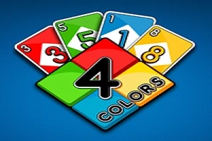 다양한 색상의 숫자 카드 네 장이 겹쳐져 있고, 중앙에 4 COLORS라는 문구가 적혀 있습니다