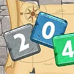 오래된 지도 위에 다양한 색상의 숫자 타일이 2048 순서로 놓여 있다