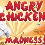 거대한 닭이 강력한 주먹을 쥐고 있는 모습과 ANGRY CHICKEN EGG MADNESS!