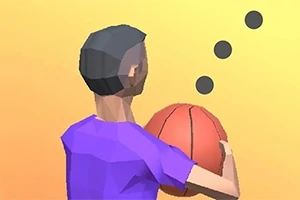 보라색 옷을 입은 사람이 농구공을 들고 있는 저폴리 스타일의 이미지