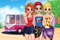 귀여운 게임 Besties Summer Vacation에서 친구들이 귀여운 여름