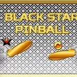 금속 격자 배경 위에 BLACK STAR PINBALL이라는 금색 텍스트와 핀볼 게임의 플리퍼 및 공이 있습니다