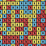 Blocks123 λ
Έλμ, νλμ, λΉ¨κ°μ λ°°κ²½μ μ«μ 1, 2, 3μ΄ λ°λ³΅μ μΌλ‘ λ°°μ΄λ 격μ ν¨ν΄