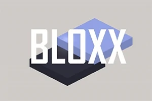 BLOXX라는 글자가 파란색과 검은색 직사각형 위에 겹쳐진 모습