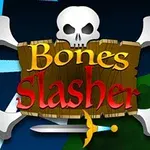 해골과 교차된 뼈가 있는 로고에 Bones Slasher라는 텍스트가 중앙에 있는 이미지