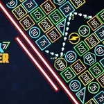 검은 배경 위에 다양한 숫자가 적힌 네온 블록과 BRICK BREAKER Endless라는 텍스트가 있는 이미지