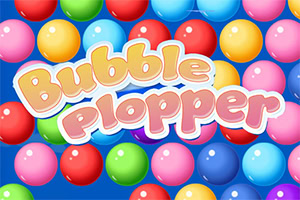 다양한 색상의 구슬들이 화면을 가득 채우고 Bubble Plopper라는 텍스트가 중앙에 있는 이미지
