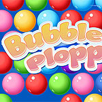 다양한 색상의 구슬들이 화면을 가득 채우고 Bubble Plopper라는 텍스트가 중앙에 있는 이미지
