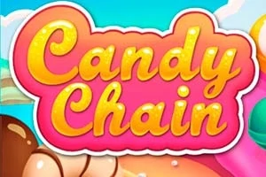 Candy Chain이라는 알록달록한 글자와 배경의 사탕 일러스트