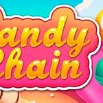 Candy Chain이라는 알록달록한 글자와 배경의 사탕 일러스트