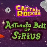 우주선과 소행성이 있는 우주 배경에 CAPTAIN ROGERS와 ASTEROID BELT OF SIRIUS라는 텍스트가 포함된 이미지