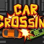 CAR CROSSING이라는 글자와 두 대의 자동차가 충돌하는 이미지