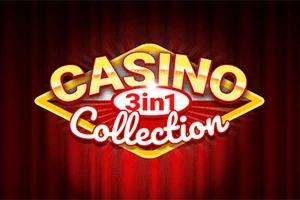 금빛과 빨간색으로 디자인된 Casino 3 in 1 Collection 텍스트 이미지