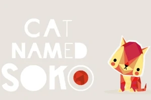 다채로운 색상의 고양이와 CAT NAMED SOKO라는 텍스트가 있는 이미지