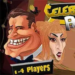 유명인의 캐리커처와 파티 장면이 만화 스타일로 그려진 이미지