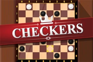 체커판 위에 빨간색 배너와 CHECKERS라는 글자가 있는 이미지