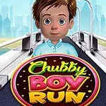 갈색 머리의 소년이 다리 위에 서 있고, 화면 중앙에 Chubby Boy Run이라는 텍스트가 있습니다