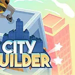 건물을 배경으로 한 로봇 팔과 CITY BUILDER라는 텍스트가 있는 장면