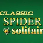 초록색 배경에 CLASSIC SPIDER solitaire라는 글자가 있고, 세 장의 카드 그림이 함께 배치되어 있다