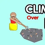 인간형 인물이 해머로 바위를 오르는 모습과 CLIMB Over IT라는 문구가 있는 이미지