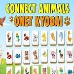 동물 이미지를 연결하는 퍼즐 조각들과 만화 스타일의 호랑이와 공룡이 있는 밝은 화면