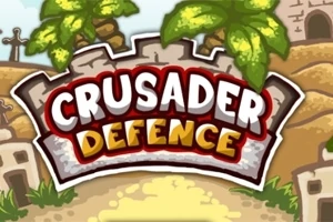 CRUSADER DEFENCE라는 텍스트가 있는 요새와 나무가 있는 배경 이미지