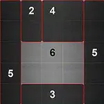 회색 바탕에 검은 타일로 구분된 숫자 2, 3, 4, 5, 6이 배치된 퍼즐 이미지