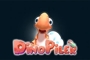 귀여운 공룡 캐릭터가 알과 함께 있으며, 아래에 DinoPiler 로고가 있음