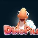 귀여운 공룡 캐릭터가 알과 함께 있으며, 아래에 DinoPiler 로고가 있음