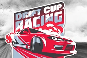 빨간 드리프트 자동차와 Drift Cup Racing 텍스트가 있는 레이싱 포스터