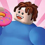 파란색 옷을 입은 캐릭터가 핑크색 도넛을 들고 있는 모습