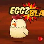 닭과 색색의 구슬들이 있으며 EGGZ BLAST!