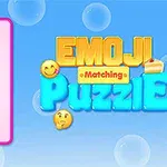 핑크색 배경에 다양한 이모티콘이 있는 퍼즐 인터페이스와 오른쪽에 EMOJI Puzzle이라는 텍스트가 있는 이미지