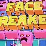 FACE BREAKER라는 큰 글자가 분홍색 표정이 있는 블록들 위에 배치된 이미지