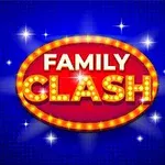 파란색 배경에 노란 전구로 둘러싸인 빨간 타원 안에 FAMILY CLASH라는 문구가 쓰여 있다