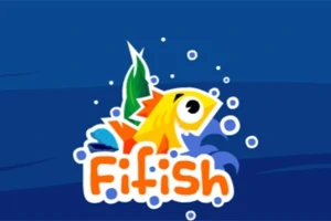 알록달록한 물고기와 Fifish라는 텍스트가 있는 파란색 배경