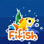 알록달록한 물고기와 Fifish라는 텍스트가 있는 파란색 배경