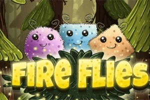 귀여운 털이 있는 세 생물체가 숲 속 배경에 있으며, 앞에는 FIRE FLIES라는 글씨가 있습니다
