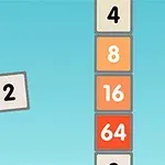 Flappy 2048 ํ๋์ ๋ฐฐ๊ฒฝ์ ์ซ์ 2๊ฐ ์ ํ ๋ ๊ฐ ๋ฌ๋ฆฐ ํ์ผ์ด ์ซ์ 4, 8, 16, 64๊ฐ ์์๋๋ก ์๋ ์ปฌ๋ฌ ํ์ผ ๋๋ฏธ ์์ ๋ฐฐ์น๋์ด ์๋ค
