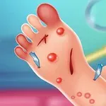 발에 상처와 뾰루지가 있는 일러스트 이미지