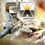 전투기를 중심으로 폭발과 함께 빠르게 이동하는 장면을 배경으로 FGX 텍스트가 포함된 이미지