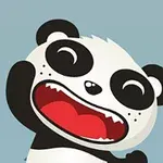 귀여운 표정을 짓고 있는 만화 스타일의 팬더